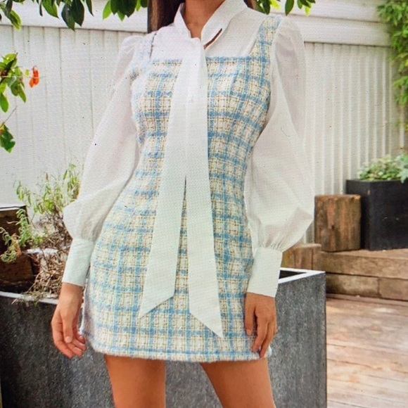 Blue and white tie 2 in one dress - Picture 1 of 5